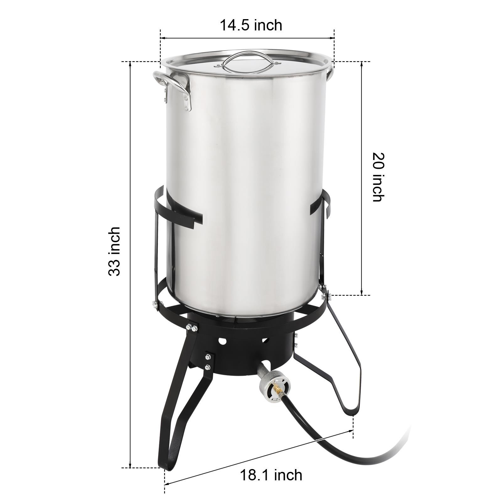 50QT Stainless Steel Turkey Deep Fryer with Baskets & Stand for Outdoor Cooking