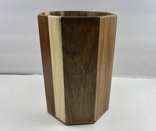Acacia Wood UTENSIL HOLDER Octagon 8 Panel 7 Tall