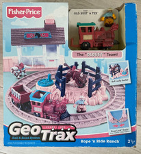Fisher-Price GEO TRAX Rope n’ Ride Ranch The Oldest Team Meet Old Rust & Tex NEW