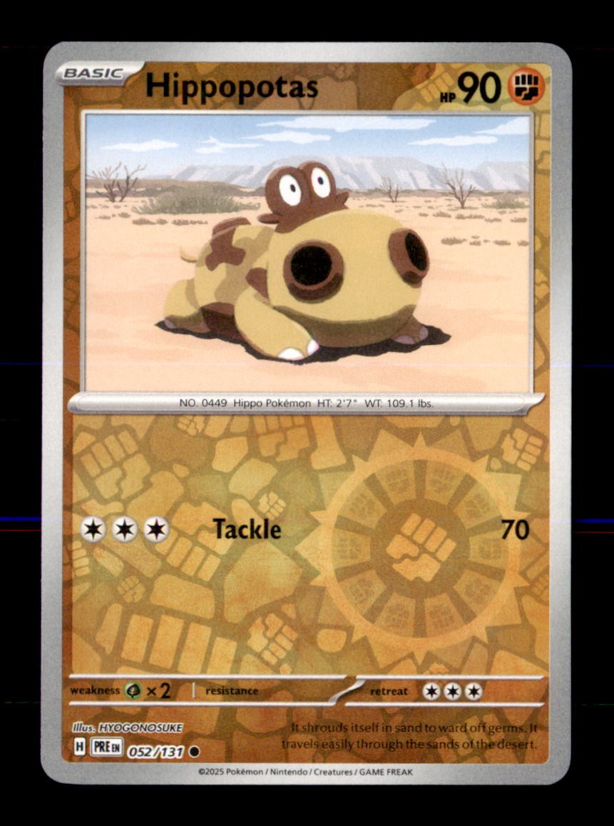 Hippopotas 052/131 Common Prismatic Evolutions Pokemon Reverse Holo Near Mint