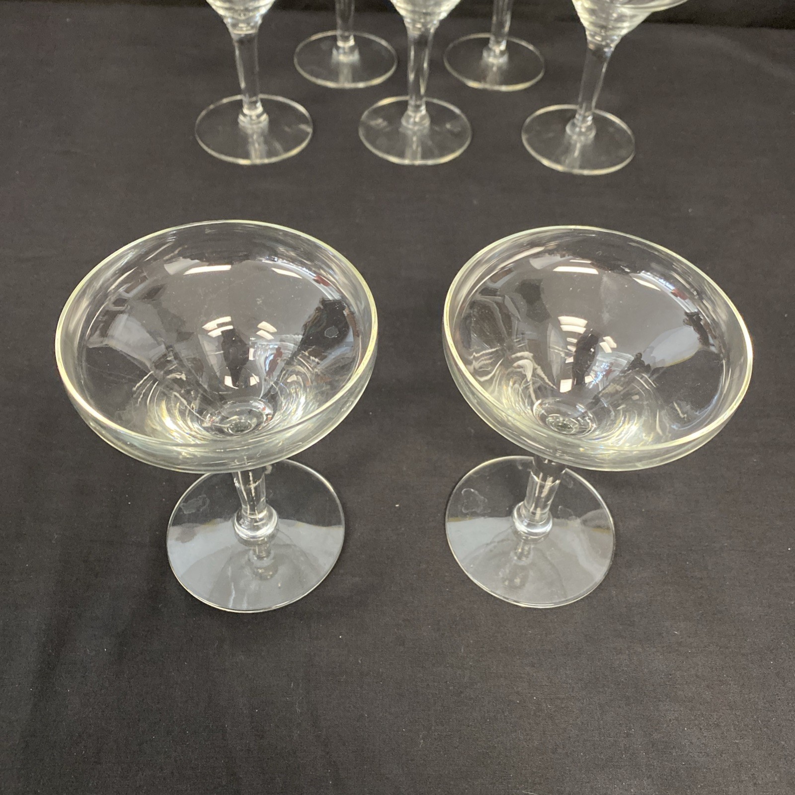 Champagne Coupe Glass Cocktail Cordial Vtg Barware 4 ½" Clear - Set Of 8