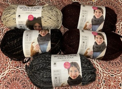 5 Jumbo 10oz 174yds Lion Brand WOOL-EASE Thick & Quick Neutral Grey Oatmeal 3+Lb