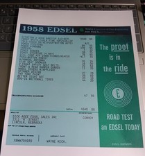 1958 FORD EDSEL CITATION 2 DR HT MFG Window BUILD  HEAVY STOCK 65 lb. PAPER