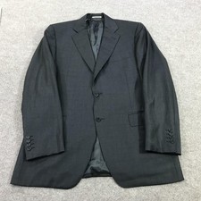 Canali Suit Jacket Mens EU 52 Gray Check Wool Two Button Blazer Formal Italy