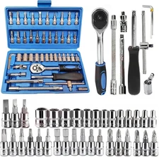46Pcs 1/4 " Drive Socket Ratchet Wrench Set Bits Auto Car Repair Tools Tool Kits