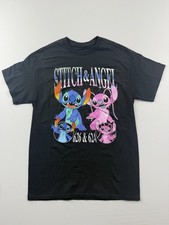 Disney Shirt Mens Medium Black Stitch  Angel Graphic Tee Cartoon Lilo  Stitch