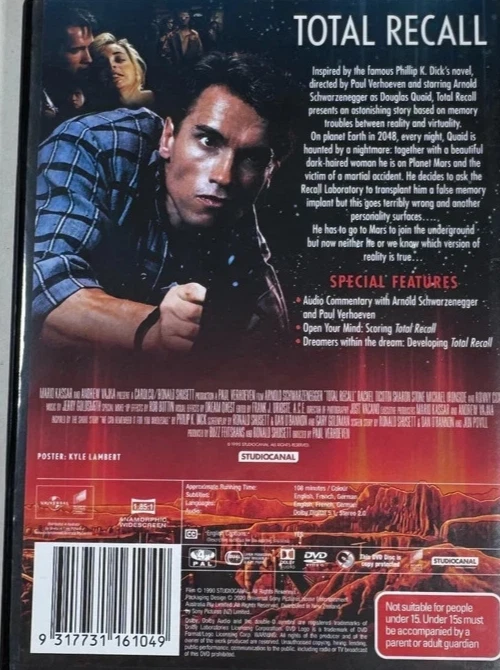 TOTAL RECALL DVD ARNOLD SCHWARZENEGGER BEST VERSION REGION 4 BRAND NEW UNSEALED - image 2 of 2