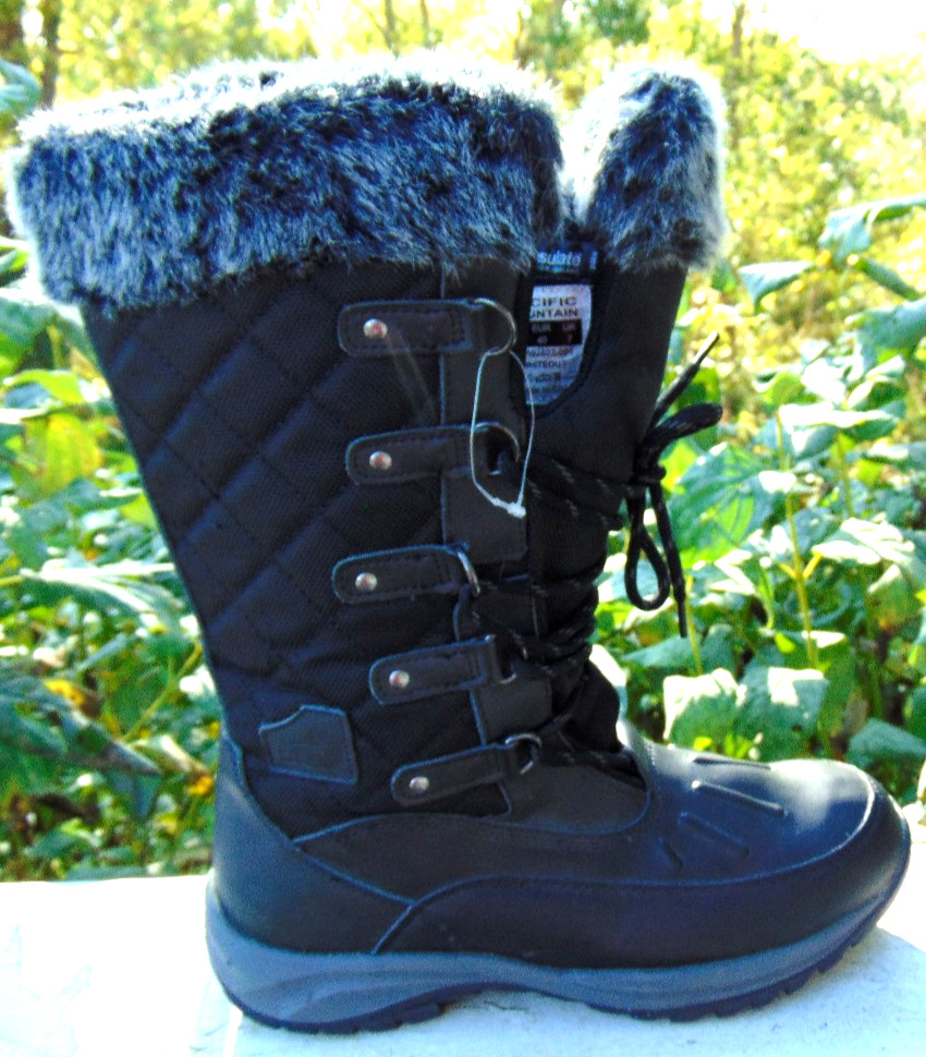 Botas de invierno Pacific Mountain Whiteout Thinsulate negras para mujer calzado cálido ~ 9
