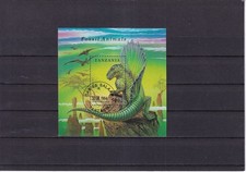 SA31g Tanzania 1994 Dinosaurs - Dimetrodon used minisheet