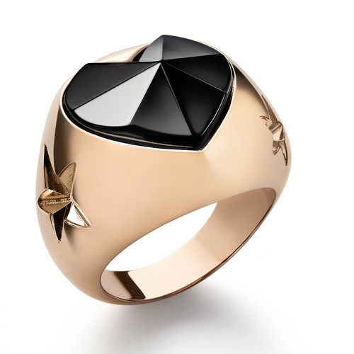 Baccarat 'Etoile De Mon Coeur' Black Crystal Ring Size 7.5 2812880