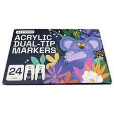 ARTISTRO 24 Acrylic Dual Tip Paint Markers Dot Fine Tip Colors New