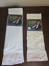 Vintage New In Package Trouser Socks 2 Pair Size 9-11 Unisex White  Off-White