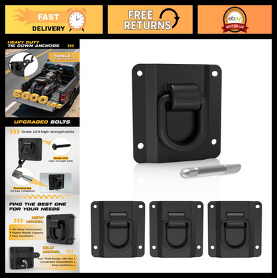Heavy-Duty Truck Bed Tie Down Anchors, 2500 lbs Capacity, BoxLink Accessories, 4