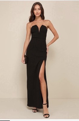Dedicated to Glamour Black Strapless Maxi Dress Lulus Medium NWT