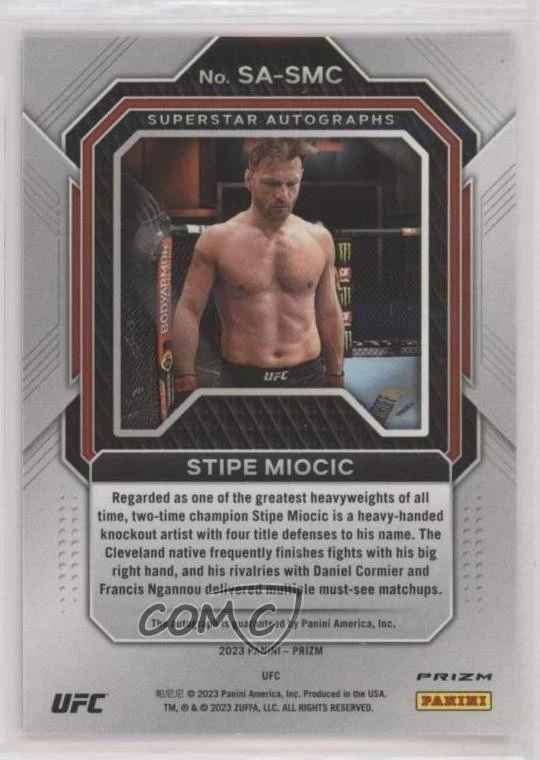 2023 Panini Prizm UFC Superstar Auto Silver Prizm Stipe Miocic #SA-SMC Auto - Image 2 of 2