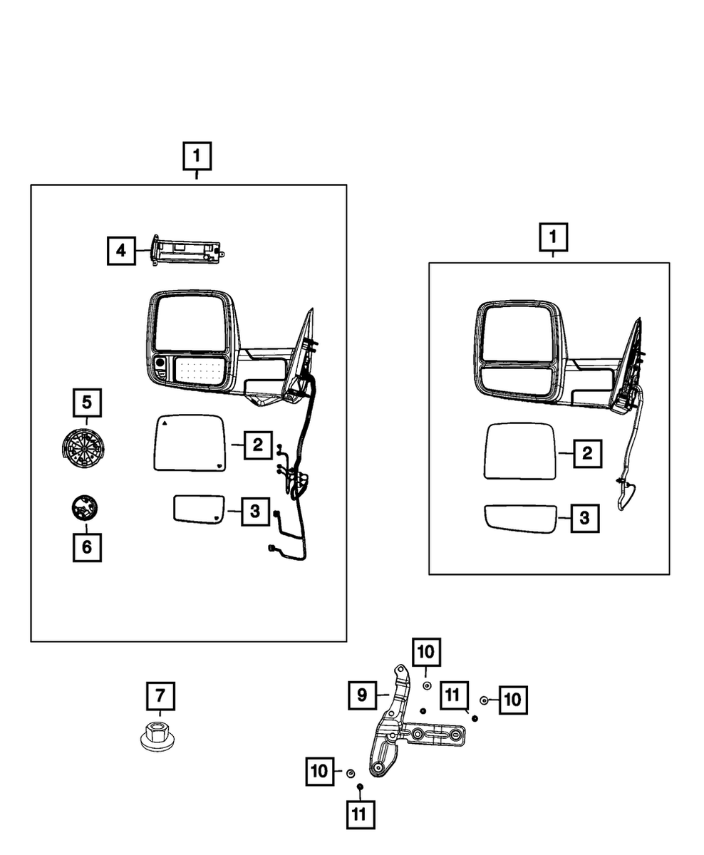 Genuine Mopar Outside Rear-View Mirror Right 68509660AF for sale