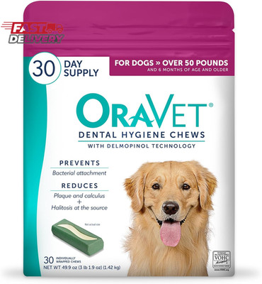 ORAVET Dental Chews for Dogs, Oral Care and Hygiene Chews (Large Dogs, over 50 L