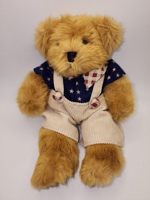 Vintage Russ Berrie ''Franklin'' Patriotic Stars Plush Stuffed Bear  11'' 1984