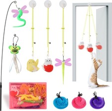 Interactive Cat Toys, 1 Wand, 8 Assorted Teaser Refills and 3...