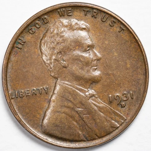 1931-D Extremely Fine (XF) Lincoln Wheat Penny Cent, Denver Mint