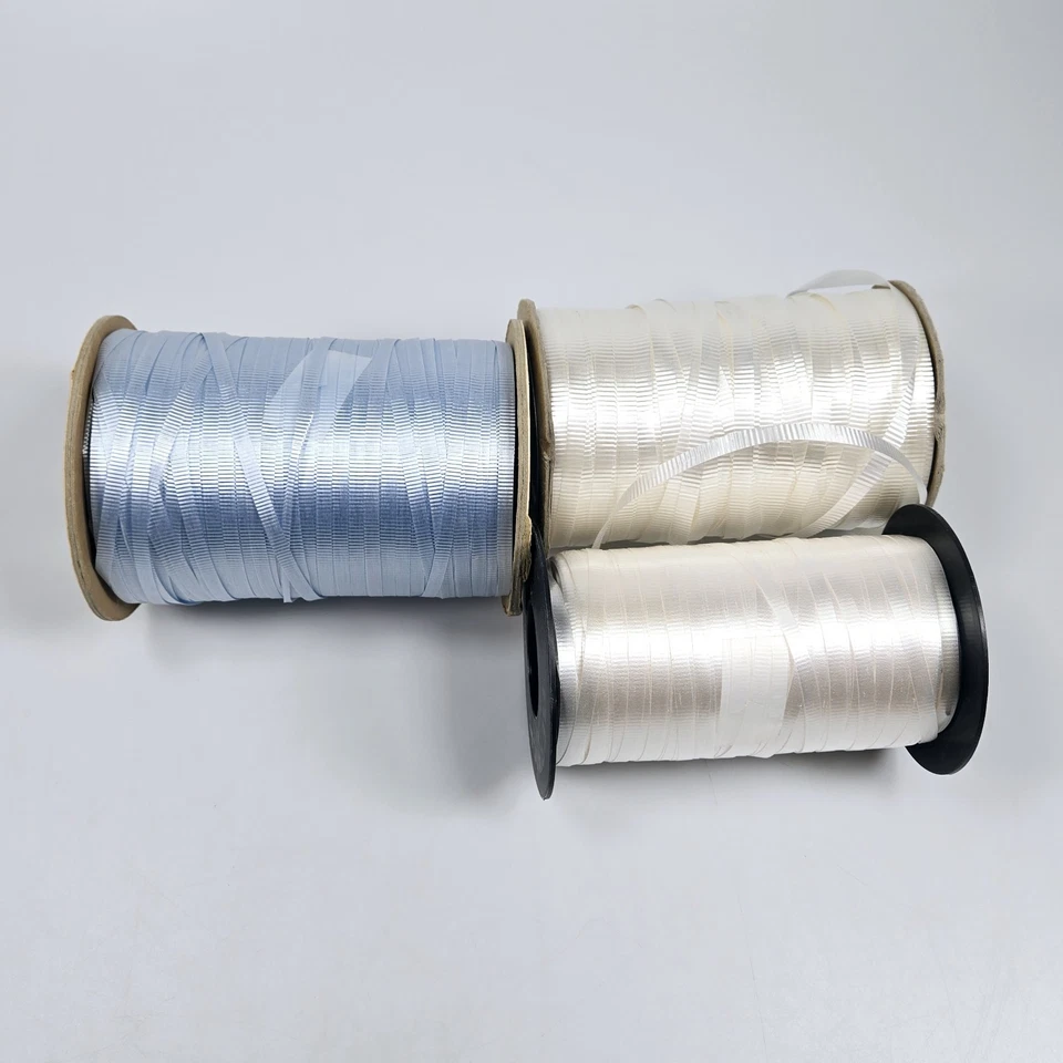 Lote de carrete de metal vintage de cinta para rizar grandes almacenes Berwick azul blanco Foto 4 de 4