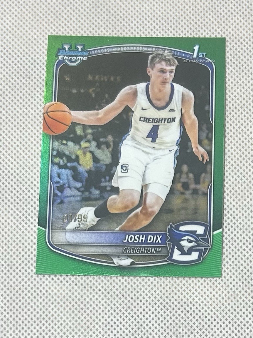 Josh Dix 2025-26 Bowman 1st #BPP-17 Green Parallel /99 Creighton RC