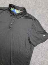 Birdie Bound Polo Shirt Mens Black Golf Performance Stretch Tropical - L