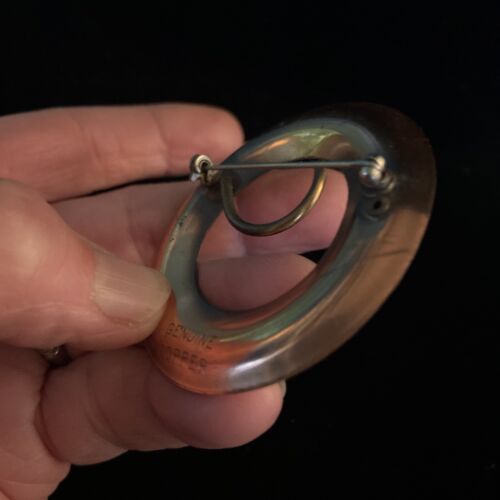 Vtg Solid Copper Large Circle Swirl Designer Brooch pin - Picture 4 of 6