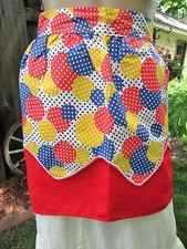Cotton Blue, Red, and Yellow Polka Dot Print Apron