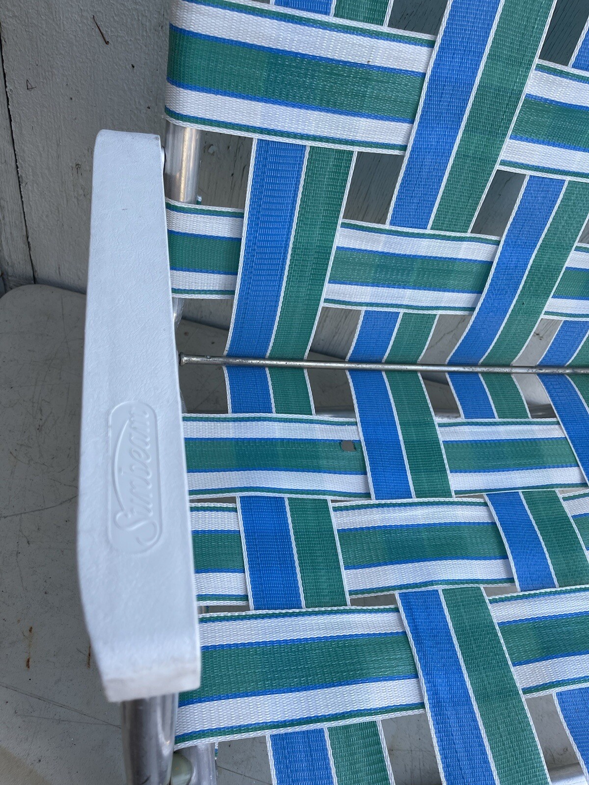 Vintage Sunbeam Aluminum bed Folding Nylon Lawn Chair Beach Blue