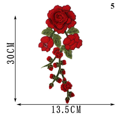 Rose Flowers Patch Iron Sew on Embroidered Badge Clothes Embroidery Applique - Picture 17 of 22