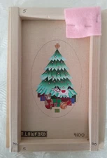 Amanda Lawford Hand Painted Needlepoint Canvas Christmas Tree w/ Gifts 4100 New