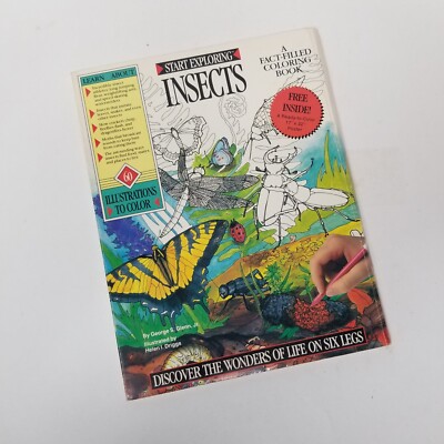Insect Coloring Book Nature Study Learn About Bugs Insects Vintage Paperback