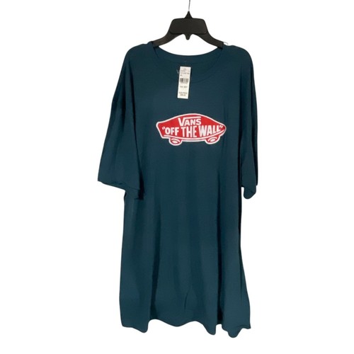 Vans "Off The Wall" Classic Fit Crew Neck T-Shirt XXL Teal Blue Graphic Tee