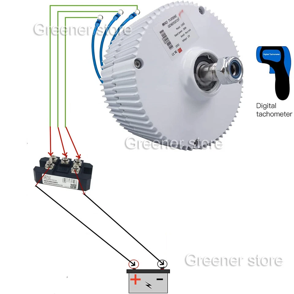 12V 24V 48V 3000W Motore Trifase Sincrono Permanente Magnete Vento Generatore - Bild 2 von 4