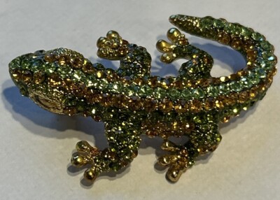 Brooch Woman s Gecko Lizard Green & Yellow Elegant Fashion Gift
