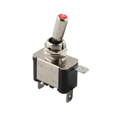 Kippschalter Metall LED beleuchtet rot 12V 20A Ein/Aus 1-polig KFZ Boot