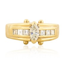 Marquise and Square Diamond Dress Ring 18ct Gold