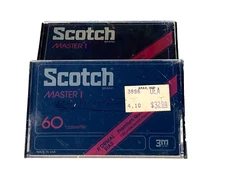 2 VINTAGE SCOTCH MASTER I MI-C-60 MINUTE CASSETTE TAPES (1)SEALED NEW OLD STOCK