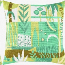 Bamboo Bliss: Eco-Chic Cross-Stitch Pillow Kit - 16x16 Inches. Premium European
