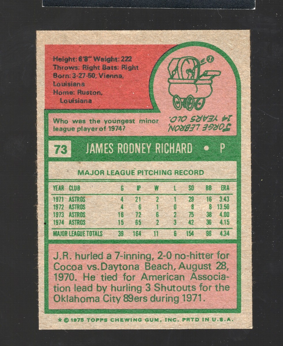 J.R. Richard 1975 Topps #73 Auto Houston Astros Pitcher | eBay