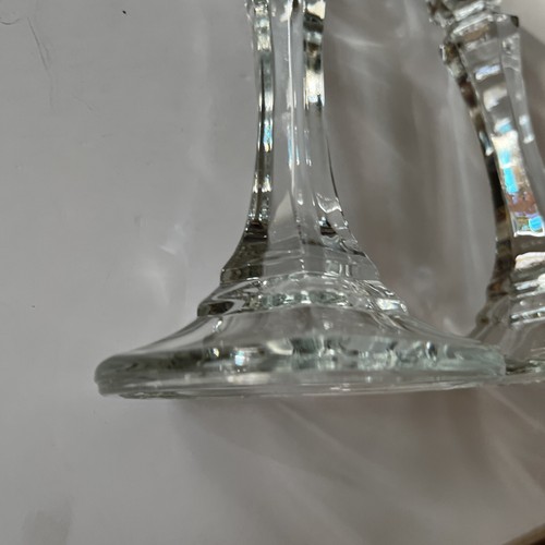 Heisey? Federal? Clear Glass 7" Single Light Candlestick Pair Vintage - Picture 4 of 18