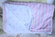 Pottery Barn Kids Pink  White Polka Dots Sripes Soft Plush Baby Girl Blanket EU