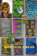 African head wrap scarf Beautiful size 70 inches By 21 Inche Head Wrap Wax New