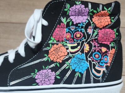 Vans Black High-Top Athletic Shoes with Rainbow day of the dead Pattern Vans Men main image 2