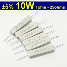 10W Wirewound Ceramic Cement Resistors MPR Horizontal Axial 1Ω to 25ohms ±5%