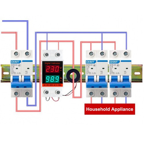 New 2 in 1 Din Rail AC Monitor Single Phase Voltage Current Power Meter - Picture 5 of 7