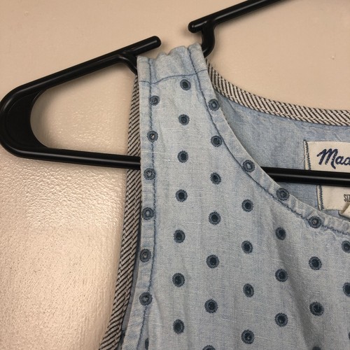 Madewell woman's size 2 chambray eyelet demi pockets blue spring summer dress - Picture 6 of 12