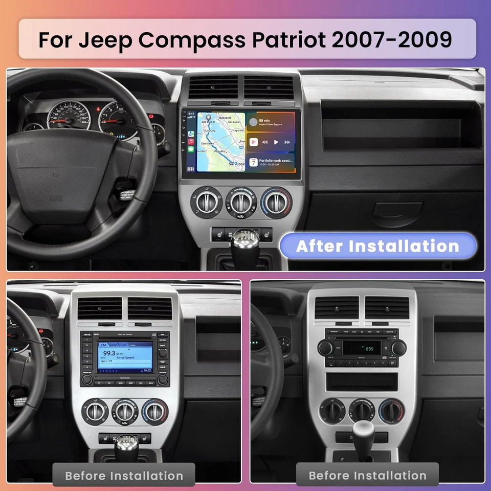 8-Core Für Jeep Compass 2007-2010 Autoradio Android 14 Car Play DAB+GPS 6G+128GB - Bild 2 von 4