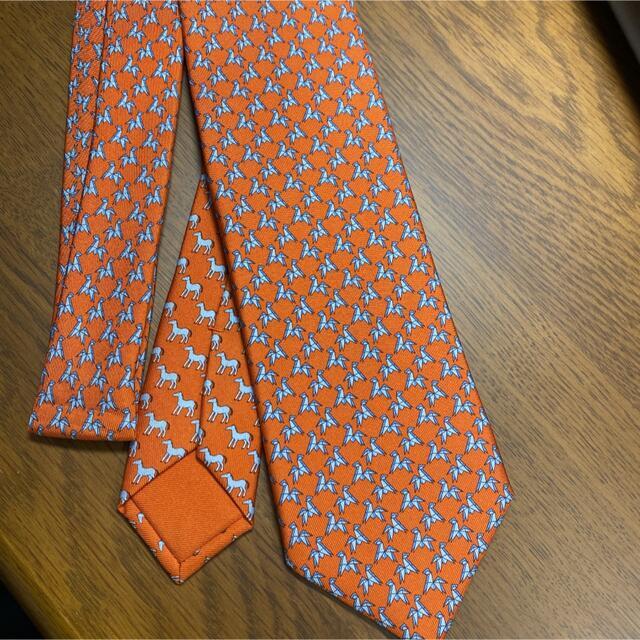HERMES TIE HORSE ORIGAMI ORANGE SILK MINT JAPAN MEN USED RARE HERMES TIE HORSE ORIGAMI ORANGE SILK MINT JAPAN MEN USED RARE